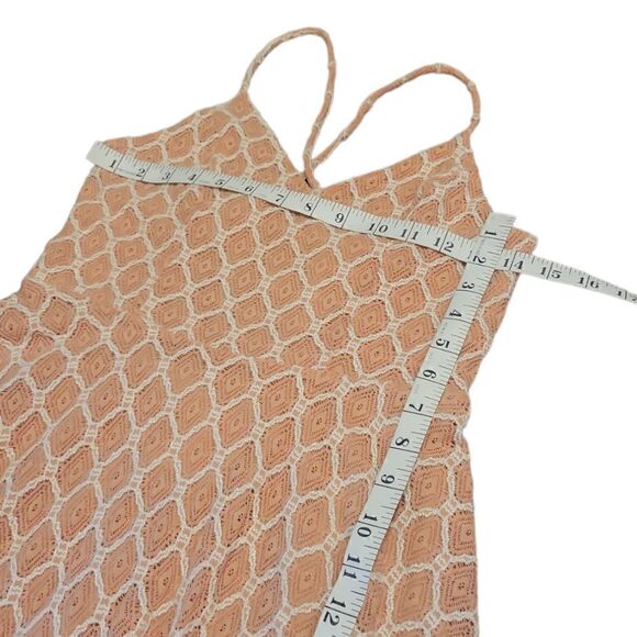NWT Urban Outfitters Kimchi Blue Strappy Diamond Lace Skater Dress Boho Peach L - Picture 9 of 13